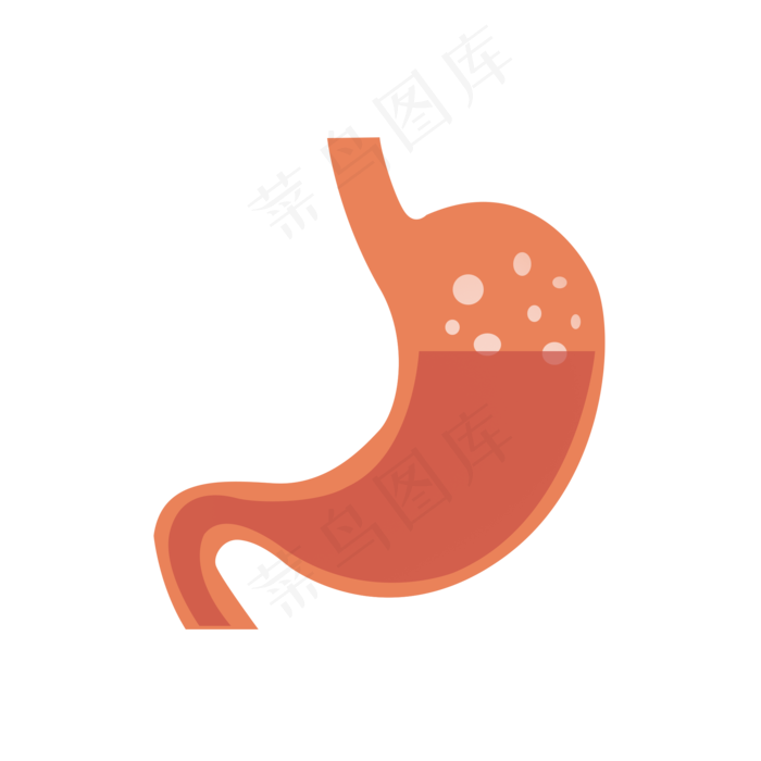 矢量图水彩红色胃脏