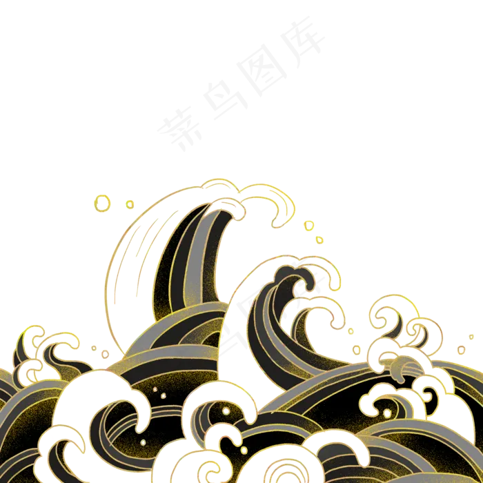 黑金中国风海浪(2000X2000(DPI:300))psd模版下载