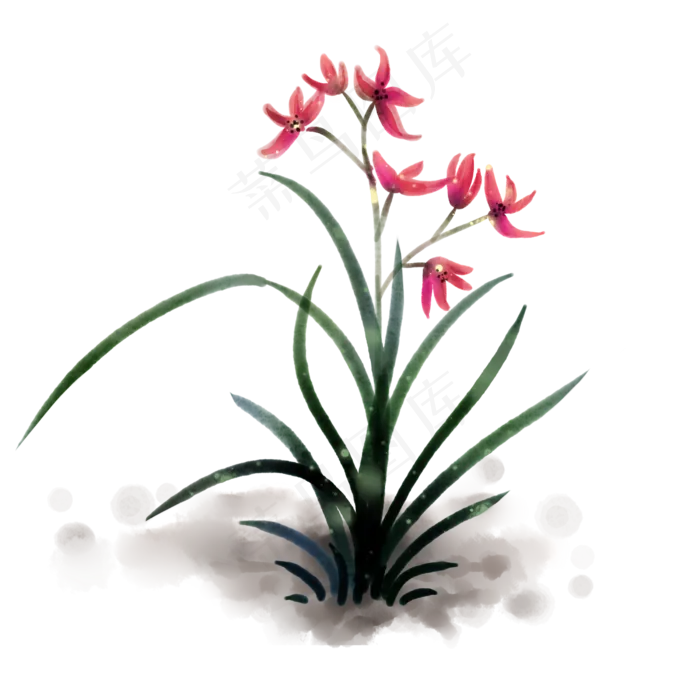 水墨古风兰花(2500X2500(DPI:300))psd模版下载