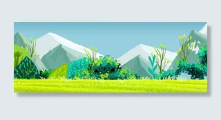 蓝色天空下的大山草地