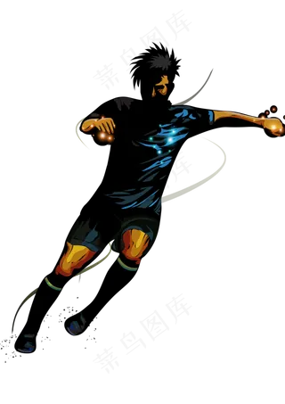 喷溅水墨足球队员矢量,免抠元素