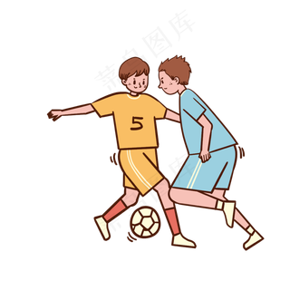 卡通可爱儿童节踢足球的男孩