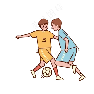 卡通可爱儿童节踢足球的男孩