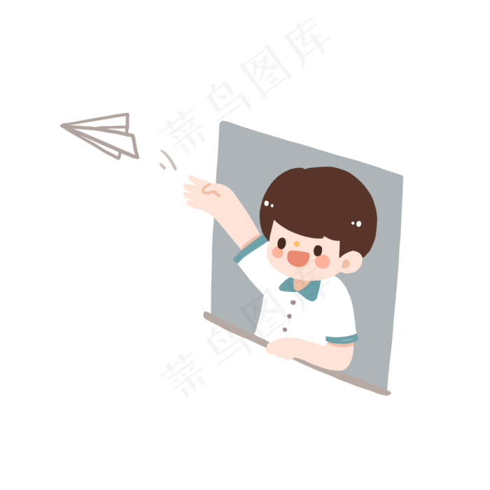 高考加油可爱卡通手绘扔纸飞机的