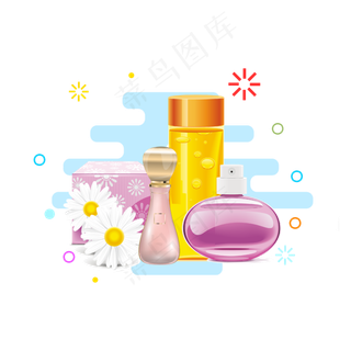 矢量手绘卡通化妆品,免抠元素