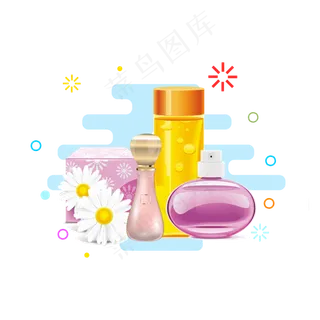 矢量手绘卡通化妆品,免抠元素