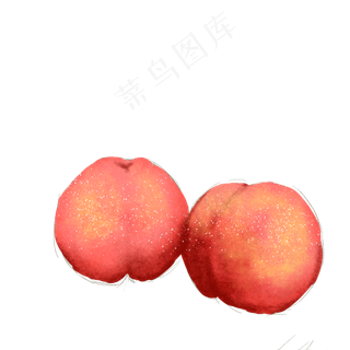 红色新鲜水果果蔬桃子水蜜桃手绘