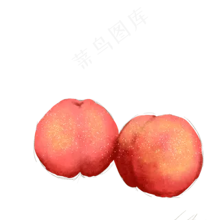 红色新鲜水果果蔬桃子水蜜桃手绘