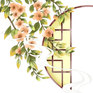 中国风工笔花,免抠元素