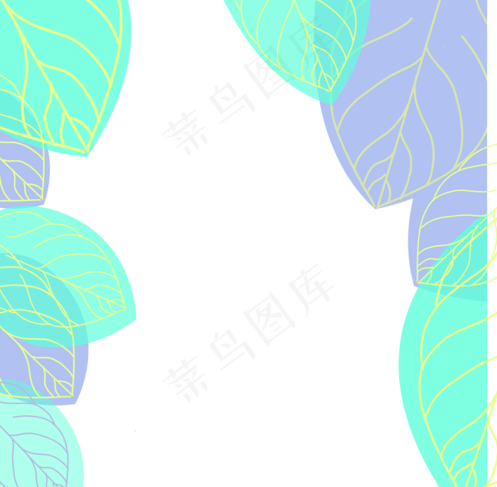 绿紫矢量通用大叶子边框(2000X2000(DPI:300))psd模版下载