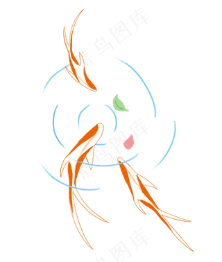 古风锦鲤水中嬉戏PNG素材,免抠元素