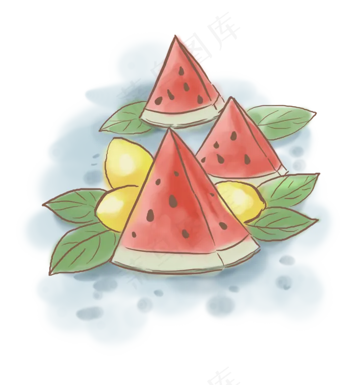 夏季解暑水果西瓜和柠檬(2000X2158(DPI:299))psd模版下载