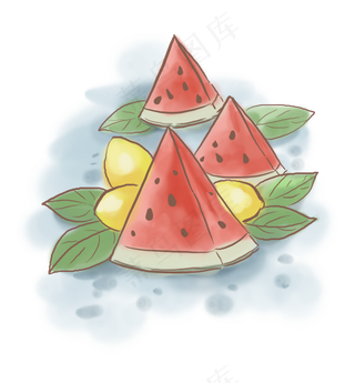 夏季解暑水果西瓜和柠檬