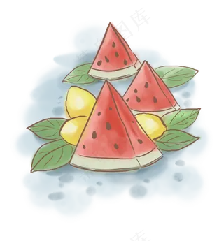 夏季解暑水果西瓜和柠檬