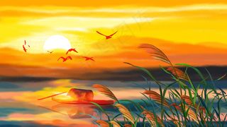 二十四节气秋分之湖边晚霞