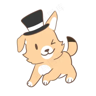 一只戴着礼帽的小狗狗