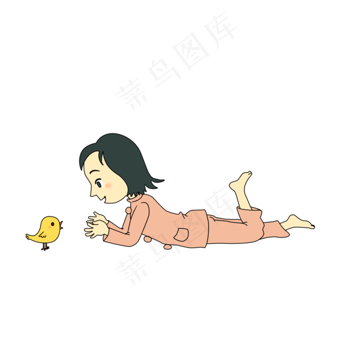 儿童节粉色卡通手绘小女孩家庭生