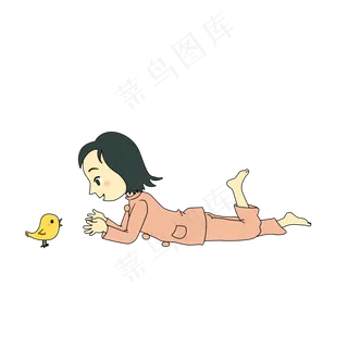 儿童节粉色卡通手绘小女孩家庭生