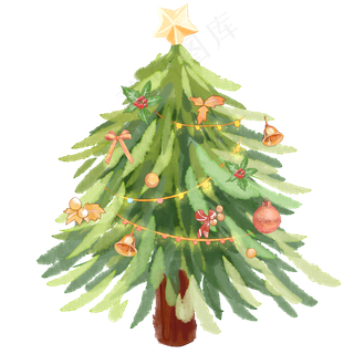 圣诞树水彩,免抠元素