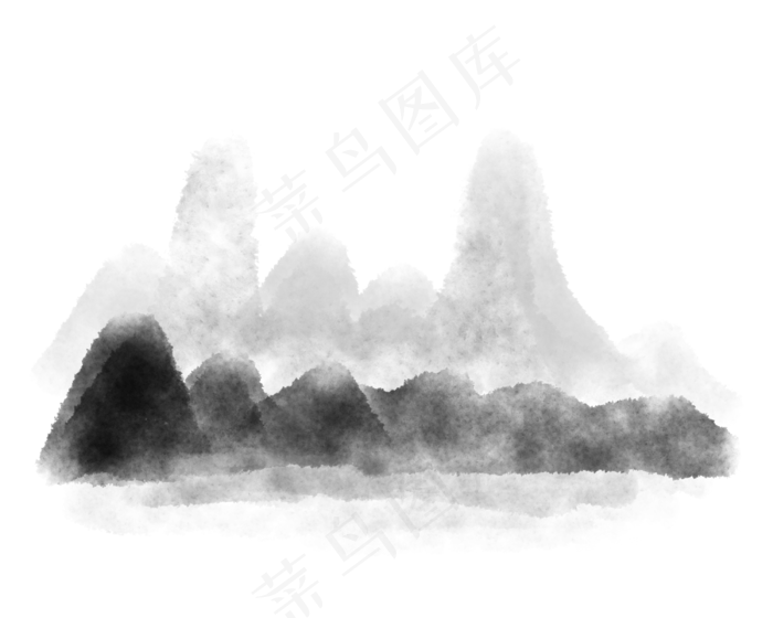 水墨山水装饰免抠图