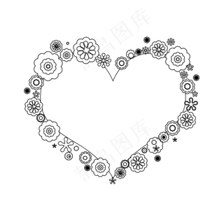 创意手绘风情人节描边爱心花边边