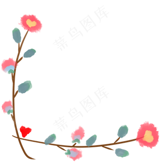 母亲节花朵藤蔓边框装饰