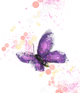 水彩水墨紫色蝴蝶