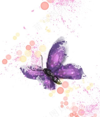 水彩水墨紫色蝴蝶