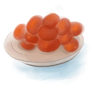 水墨淡彩一盘圣女果