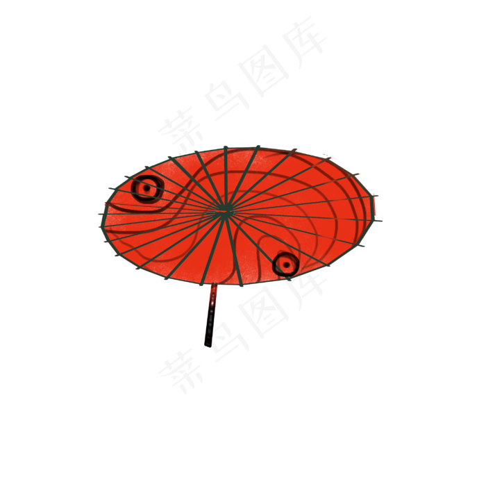 红色螺旋花纹古风雨伞