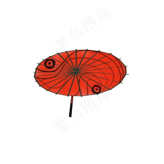 红色螺旋花纹古风雨伞(3000X3000(DPI:300))psd模版下载