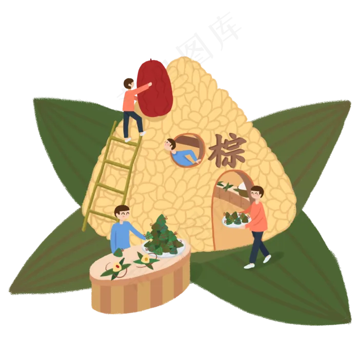 端午节手绘粽子场景(2000X2000(DPI:300))psd模版下载