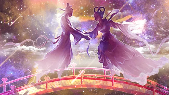 紫色浪漫七夕牛郎织女