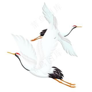 两只动物飞鹤,免抠元素