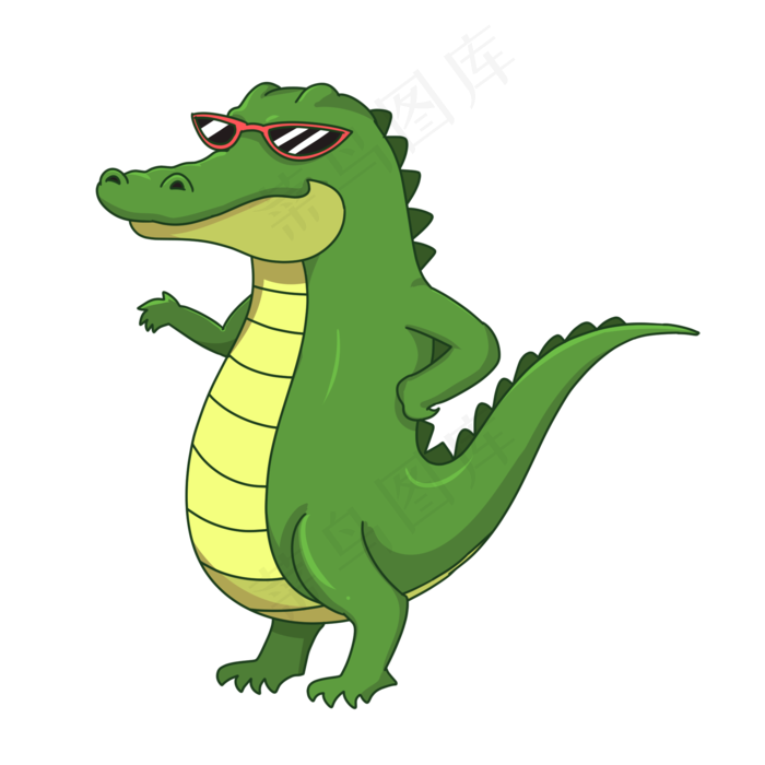 绿色凶狠鳄鱼,免抠元素
