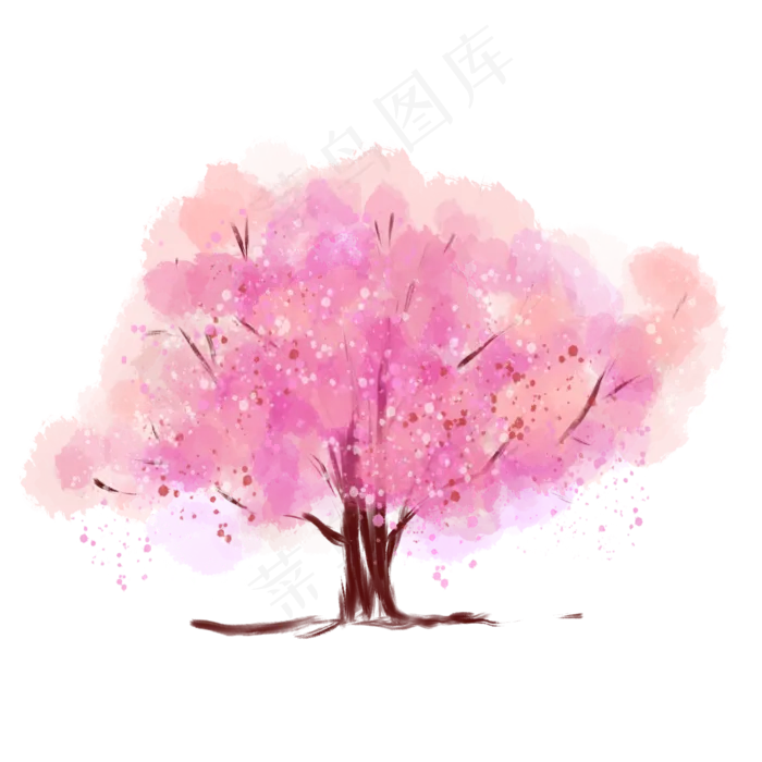 小清新风手绘水彩树木(2000X2000(DPI:72))psd模版下载