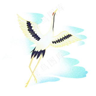 蓝色渐变仙鹤祥云