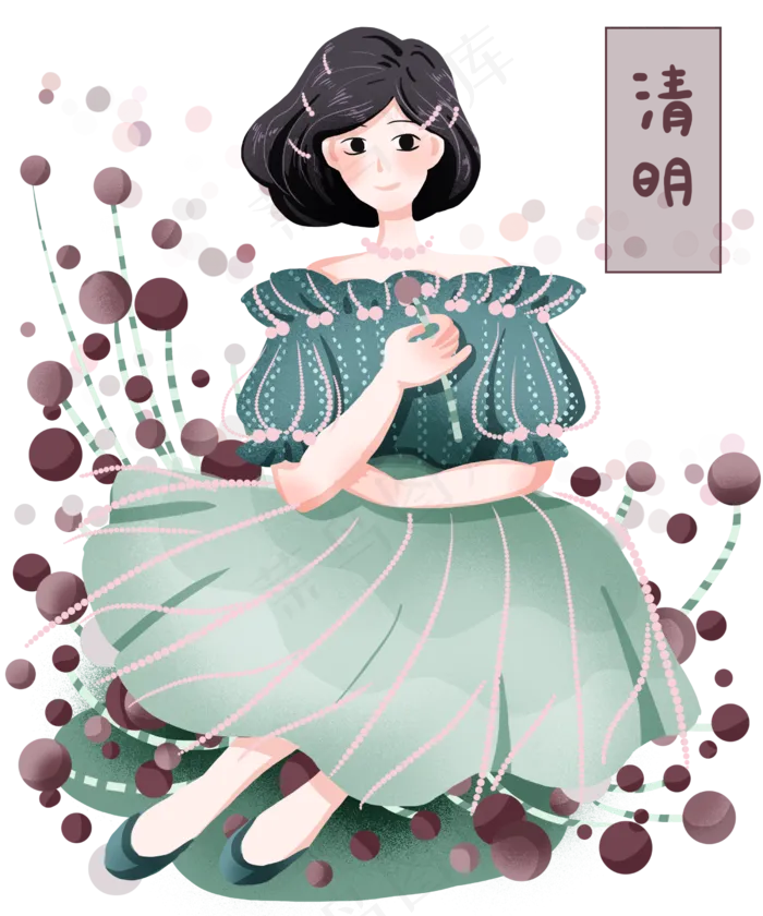 清明节漂亮的小女孩(2500X3000(DPI:300))psd模版下载