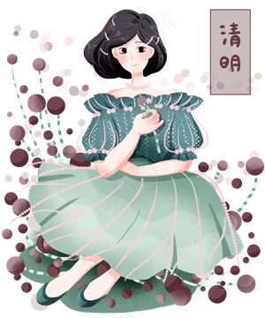 清明节漂亮的小女孩