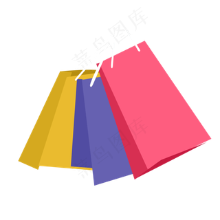 彩色购物袋卡通png素材,免抠元素