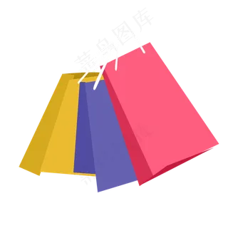 彩色购物袋卡通png素材,免抠元素