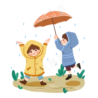 24节气谷雨套图一起打伞玩耍