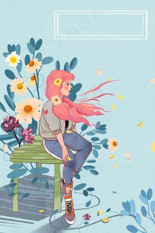 立夏夏天唯美人物植物组合