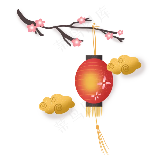春节装饰灯笼祥云梅花新年鼠年,免抠元素(2362X2362(DPI:300))psd模版下载