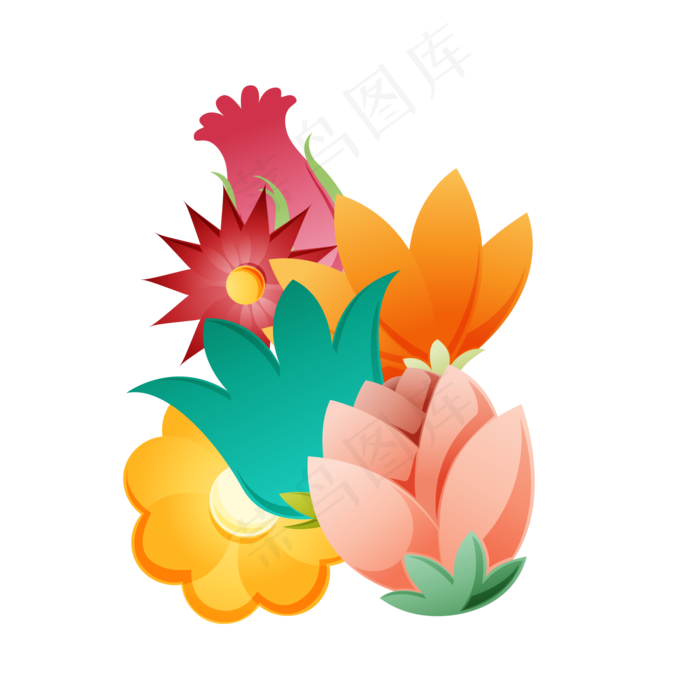 夏季夏天夏至花儿免扣素材(2500X2500(DPI:300))ai矢量模版下载