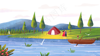 夏日小暑野外露营风景