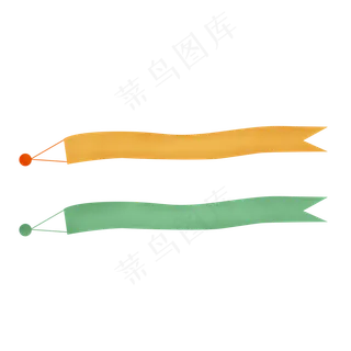 卡通矢量长条形彩色旗帜,免抠元素