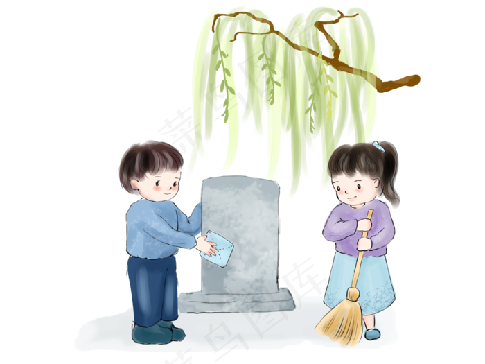 清明节水彩祭祖扫墓(2667X2000(DPI:300))psd模版下载