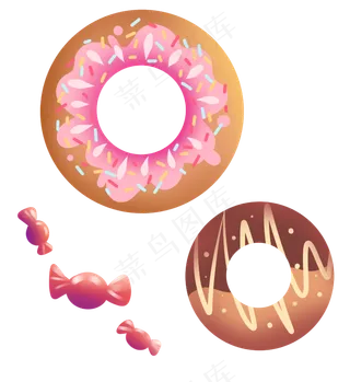 卡通美食甜甜圈糖果