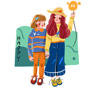 儿童节happy女孩png免抠素材